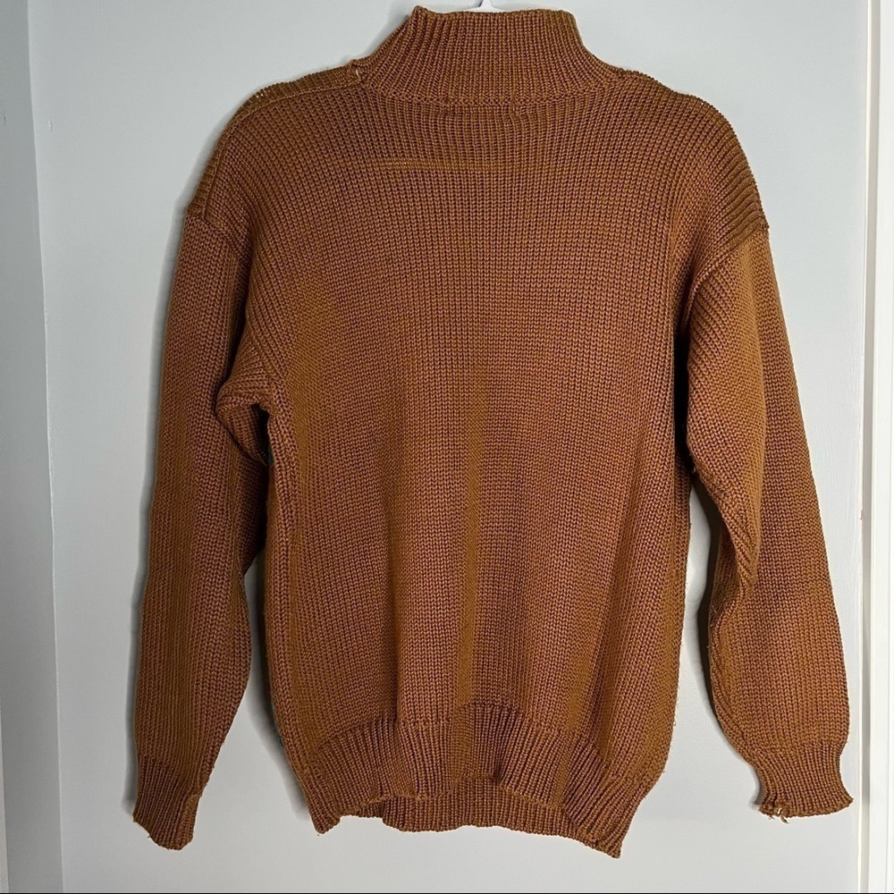 Vintage Caren Sport Brown Floral Ugly Chunky Knit Sweater - Picture 4 of 7